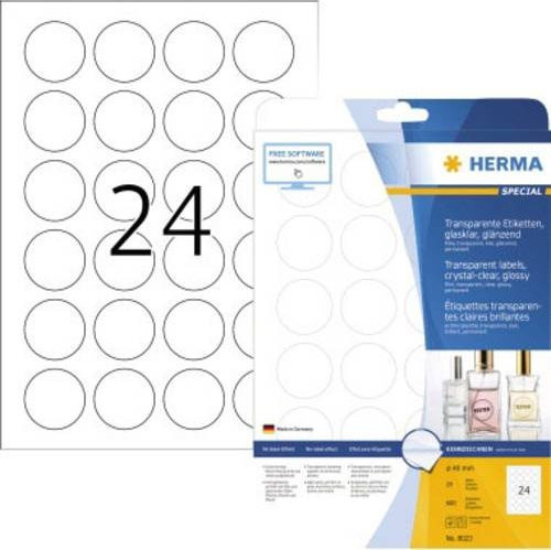 Herma 8023 Folien-Etiketten transparent, rund Ø 40 mm, A4, 600 Stück, permanent haftend für Laserdruck - Bild 1