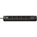Brennenstuhl Bremounta Steckdosenleiste 5-fach mit 2 USB-Anschlüssen und 3 m Kabel, Schwarz, B: 430 mm, H: 70 mm, T: 80 mm - Bild 3