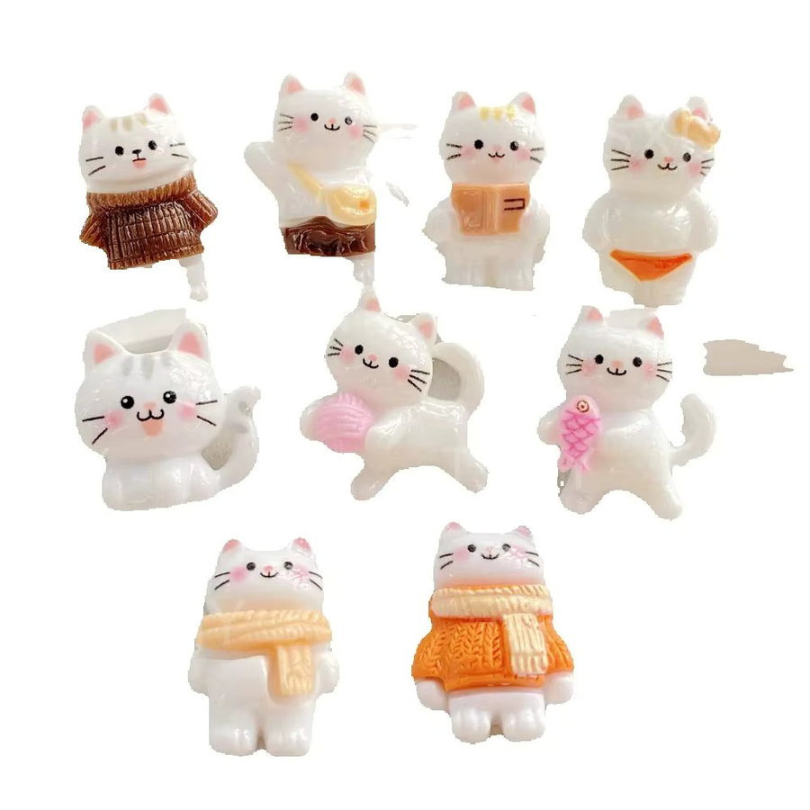 10 Stück bunte Cartoon 3D Tierkätzchen Cabochon Steine aus Resin für Scrapbooking und DIY-Dekoration von TSXJY in Multicolor - Bild 2