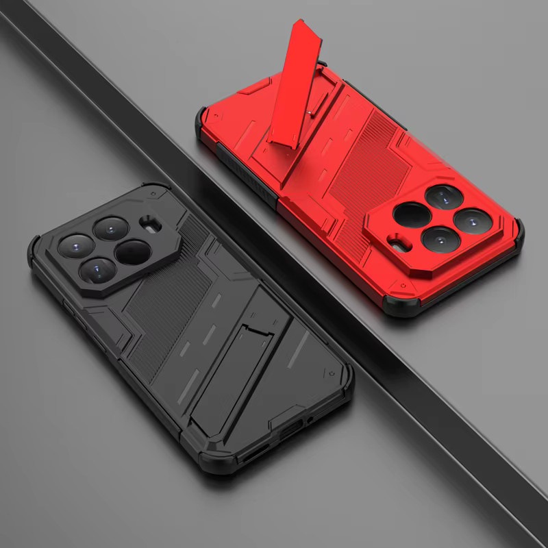 Xiaomi 15T Pro 15T Schutzhülle im Punk-Stil mit Ständer-Halterung und Rüstung-Schutz, Schwarz - Bild 3