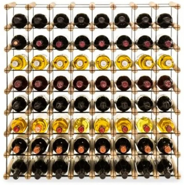 PROREGAL Modulares Weinregal Vinotega Mod aus massivem Kiefernholz in Natur, H x B x T: 82,5 x 82,5 x 24,5 cm, Platz für 8 x 8 Flaschen - Bild 1