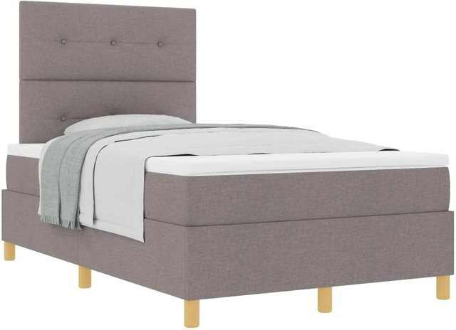 vidaXL Boxspringbett mit Matratze in Taupe, modernes Design mit Taschenfederkern, Breite: 120 cm, Tiefe: 193 cm, Höhe: 280 cm - Bild 1