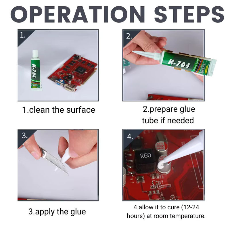 FIXWANT RTV Silikonkautschuk Industrieklebstoff K-703 704 705 706 Dichtungskleber für elektronische Komponenten, 45 g, Schwarz Weiß Transparent - Bild 3