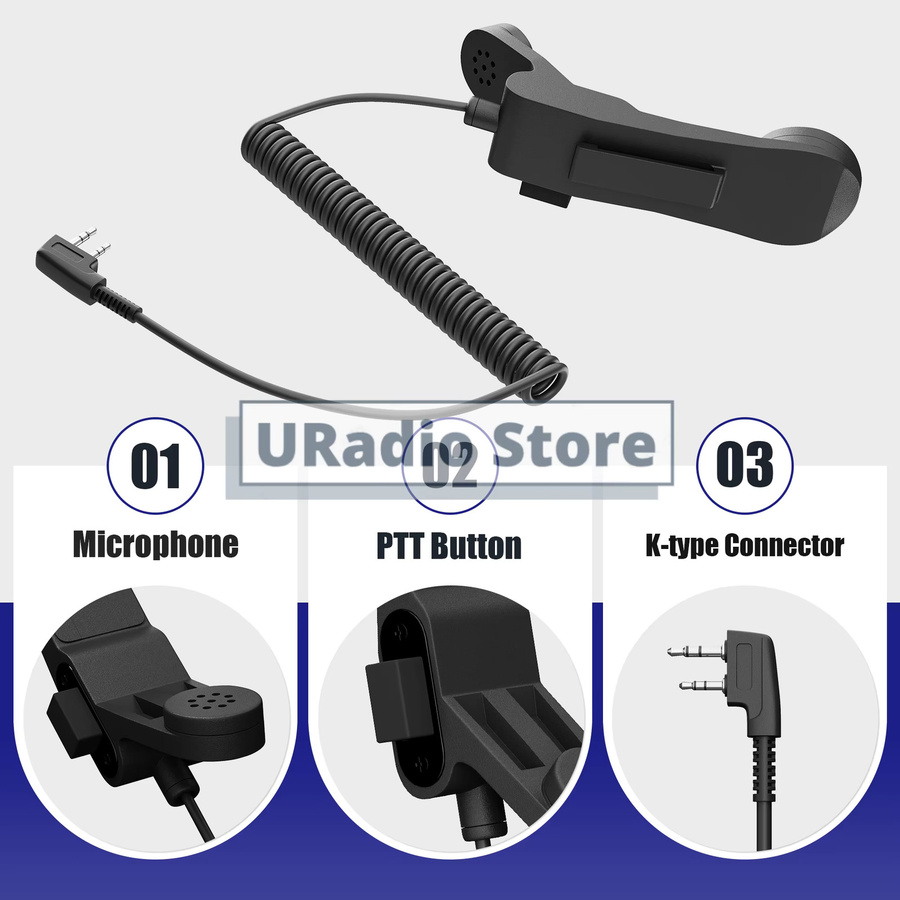 RONGYIN PTT-Lautsprechermikrofon Typ K in Schwarz für Funkgeräte DM-32 UV-25M TG-UV2 UV-K1 UV-K6 - Bild 3