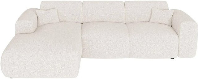 Maison Céphy Schlafsofa Pogni in Weiß mit L-Form und Bouclé-Stoff, Breite: 283 cm, Tiefe: 180 cm, Höhe: 77 cm - Bild 1