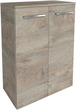 FACKELMANN Doppel-Midischrank B.Style in Nature-Oak/Weiss mit 2 Türen und Wäschekorb, B/T/H: 60,2 x 32,0 x 82,6 cm - Bild 1