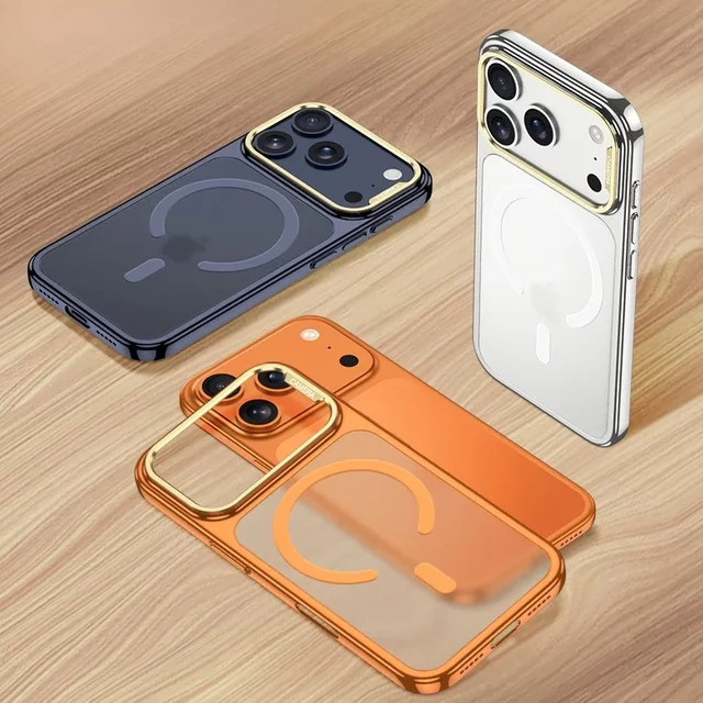 Transparente MagSafe Handyhülle für Apple iPhone 17 Pro und iPhone 17 Pro Max, magnetische Schutzabdeckung in Orange und Transparent - Bild 1