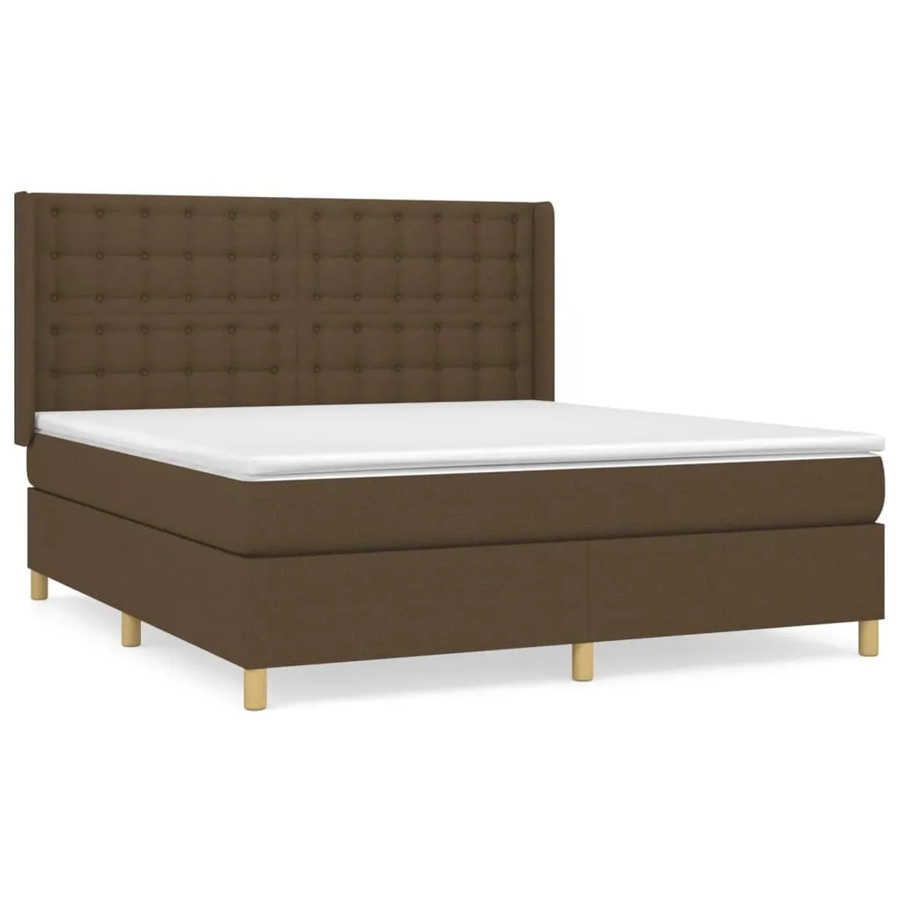 vidaXL Boxspringbett Hybrid mit Matratze und Kopfteil, Dunkelbraun, B/T/H: 180 x 200 x 128 cm - Bild 2