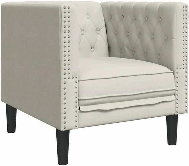 vidaXL Chesterfield-Sessel aus Samt in Beige mit Armlehnen - Bild 1