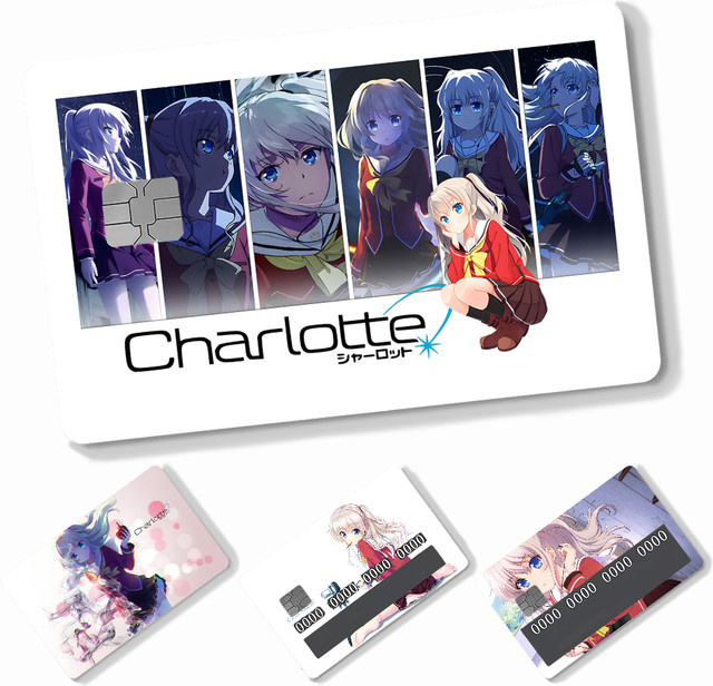 4er-Set Anime Charlotte Charakter Tomori Nao Aufkleber aus PVC für Kreditkarten, abnehmbare selbstklebende Schutzfolie in Multicolour - Bild 1