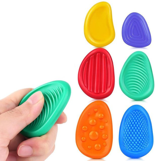 Binchi Outdoor Product Sensorische Fidget Spielzeuge Stein, 6er Pack, Texturierter Weicher Sorgenstein - Bild 1