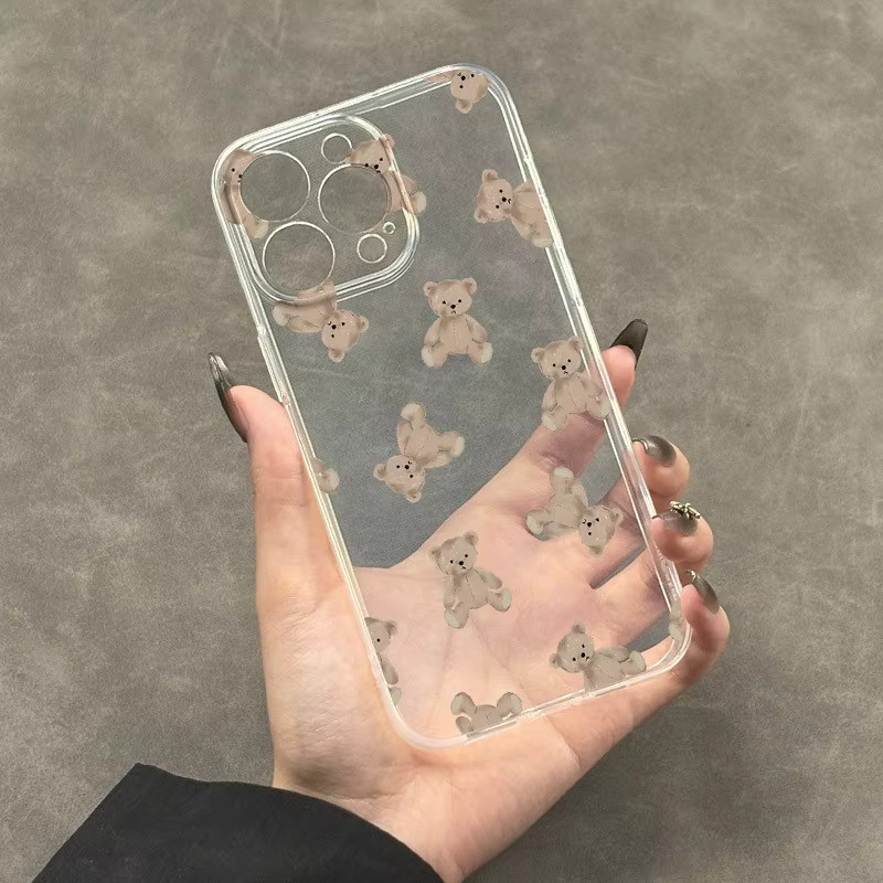 Transparente TPU-Handyhülle mit niedlichem Bärenmuster für iPhone 11 bis iPhone 17 Pro Max und weitere Modelle - Bild 3