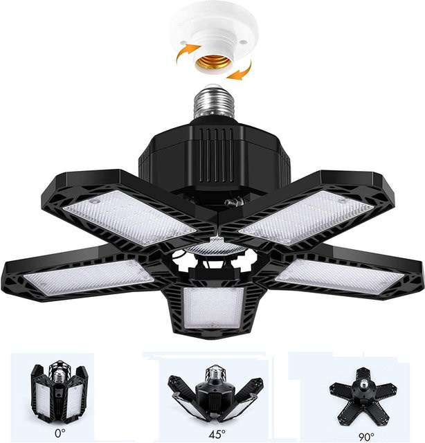 YWZT Outdoor LED Deckenleuchte mit E27 Anschluss, verstellbares Multi-Panel Garagenlicht für Werkstatt und Garten, 150W, 15000 Lumen, Weiß - Bild 1