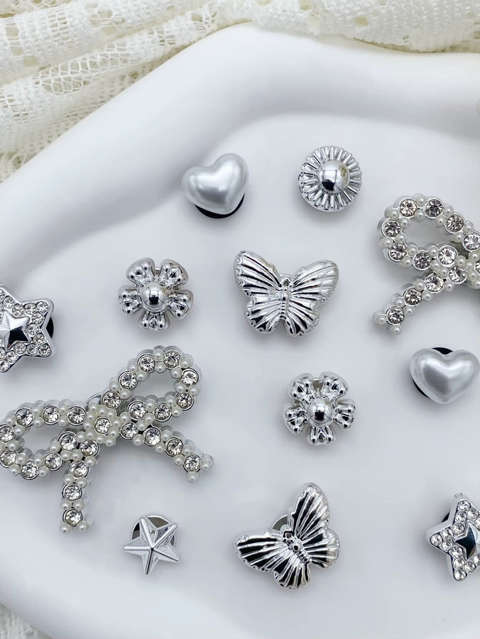 Versati Schuh-Charms-Set, 14-teilig, ABS, Strass, Schleifenmotiv - Bild 2
