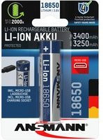 Ansmann 18650 Li-Ion Akku mit USB-C und Micro-USB Ladebuchse, 3,7V, 3400 mAh - Bild 2