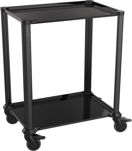 QUATRO Vielseitiger Multifunktionswagen mit 2 Ebenen und Rollen, schwarz, B/T/H: 76 x 53 x 90 cm - Bild 1