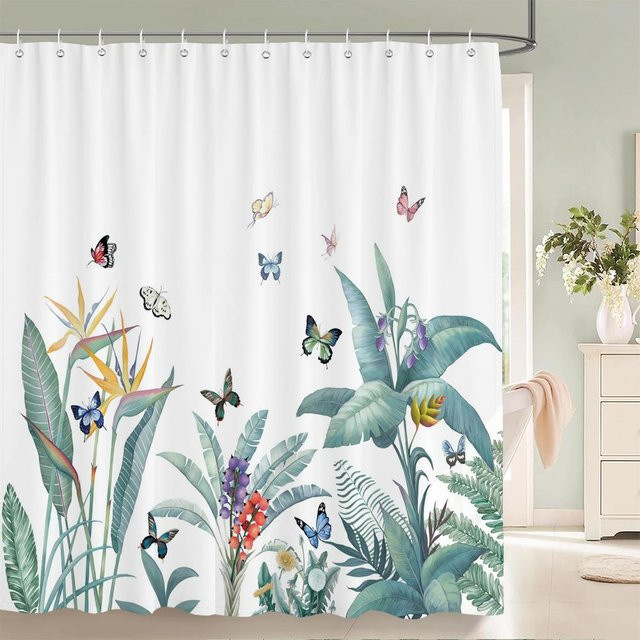 Wasserdichter Duschvorhang mit Blumen-Design von Baifenbai Home Furnishing aus Polyester, Breite: 180 cm, Höhe: 240 cm - Bild 1