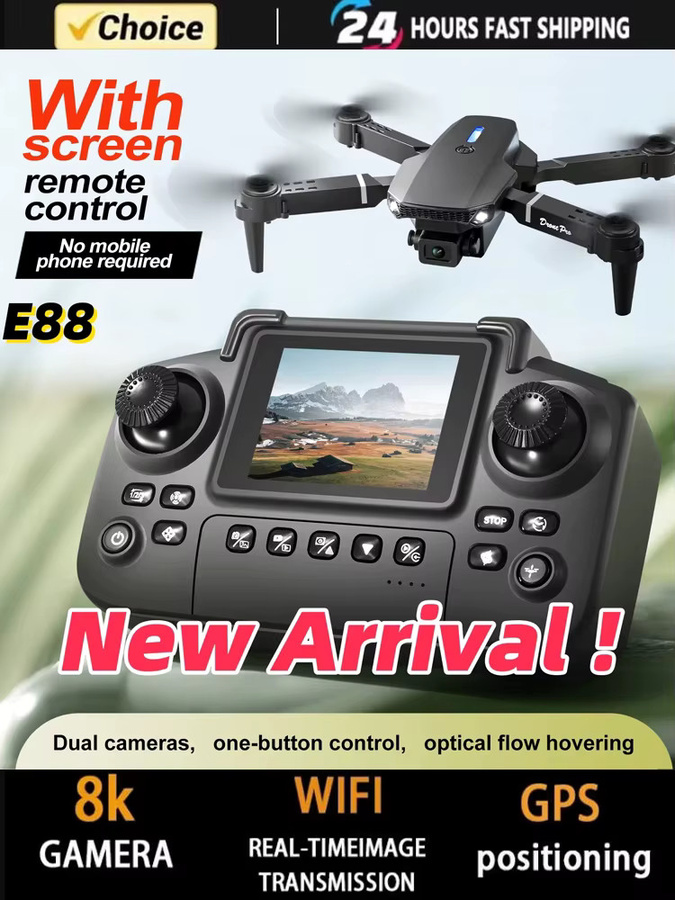 BOALZETD E88 Drohne, RC Quadcopter, mit Fernbedienung mit Bildschirm, Dual-Kamera, Schwarz - Bild 6