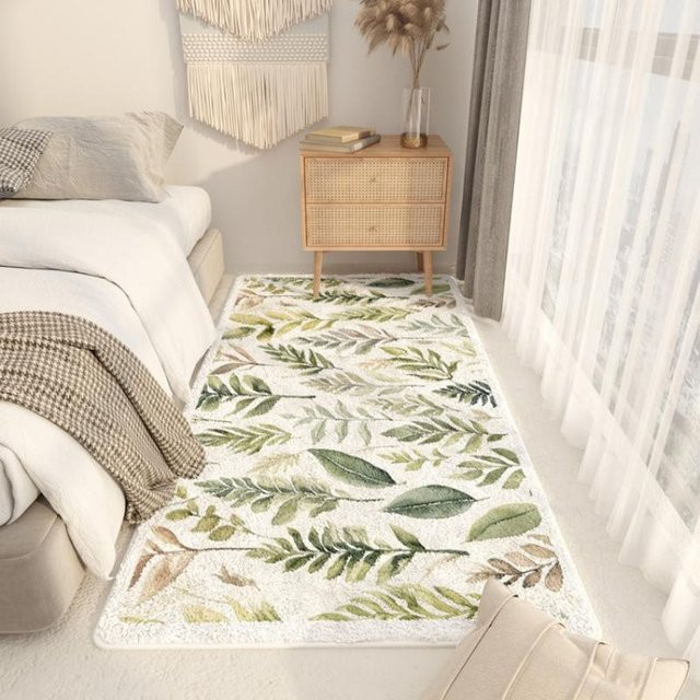 VIKAMA Tropical Leaf Kaschmir-Imitationsteppich in Grün mit floralem Boho-Design, B/T: 160 x 80 cm - Bild 1