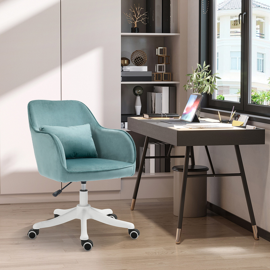 Vinsetto Drehstuhl für Wohnzimmer und Home Office, moderner Schreibtischstuhl mit Armlehnen und Lendenkissen, Grün - Bild 2