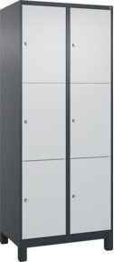 C+P Schließfachschrank Classic PLUS mit 2 Abteilen und Füßen, Farbe Anthrazit/Lichtgrau, B/T/H: 80 x 50 x 195 cm - Bild 1