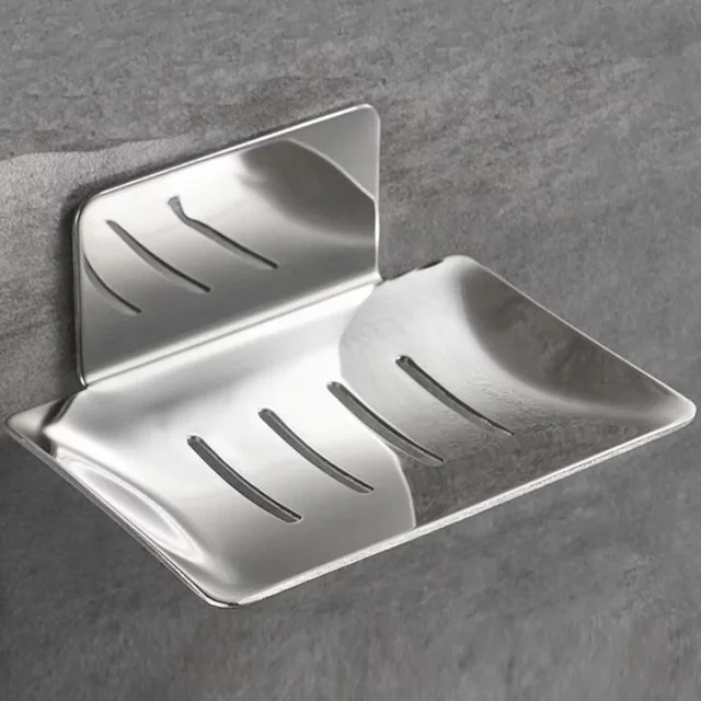 Everso Seifenschale aus Edelstahl 304 in Silber, selbstklebender Seifenhalter für das Badezimmer mit Schwammfach, rostfrei und ohne Bohren - Bild 1