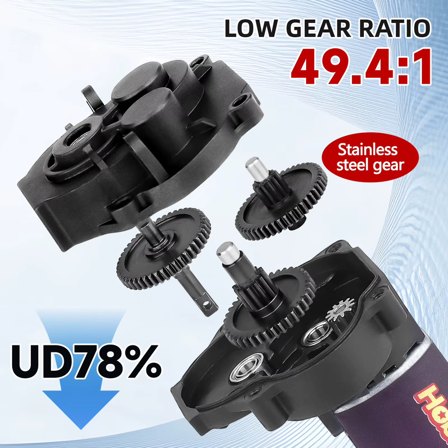 HobbyPark Upgrade 180 Bürstenmotor mit Getriebe, 49,4:1, Edelstahlzahnrad 11T, für Traxxas TRX4M 1/18 - Bild 3