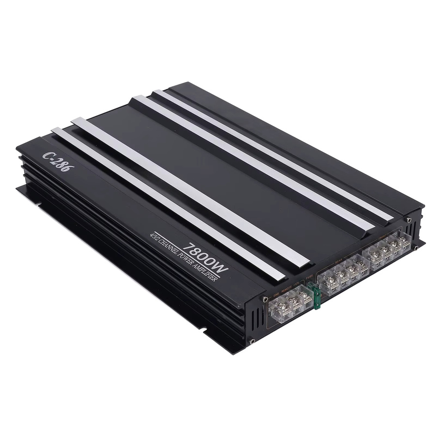 Aramox Auto-Stereo-Verstärker in Schwarz mit 7800 W und 4 Kanälen aus Aluminiumlegierung für 12 V LKW, Boot, UTV und Motorrad - Bild 2