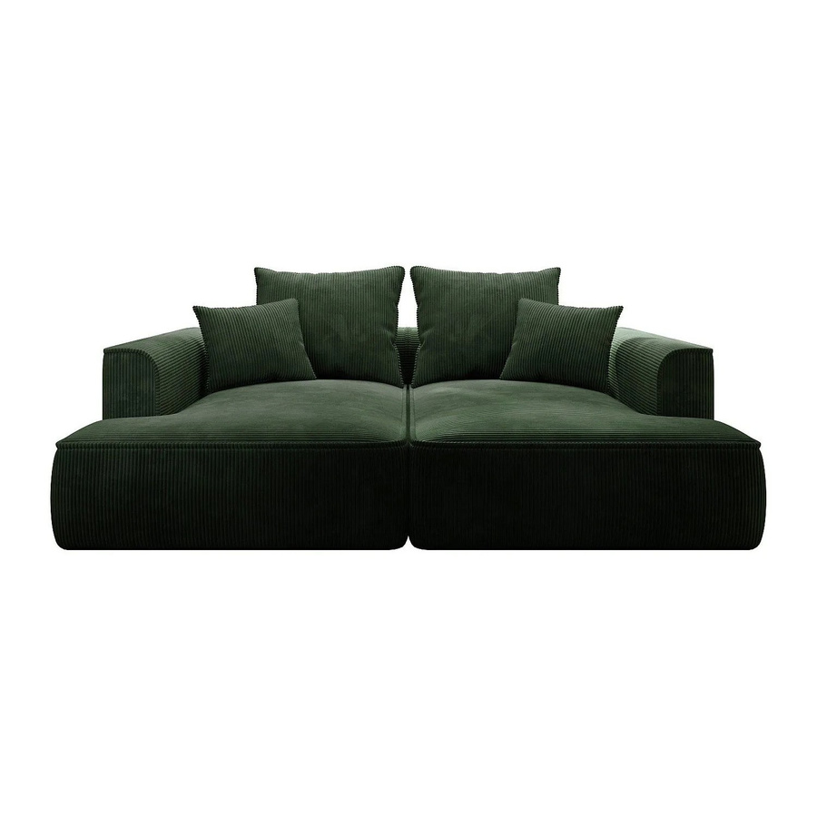Vente-unique Sofa Pineta in Grün mit Cord-Bezug, Breite: 230 cm - Bild 2