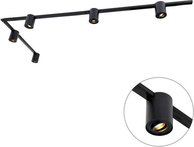 QAZQA Modernes 1-Phasen Schienensystem Rondoo Up in Schwarz mit 5 verstellbaren GU10 Spots - Bild 1