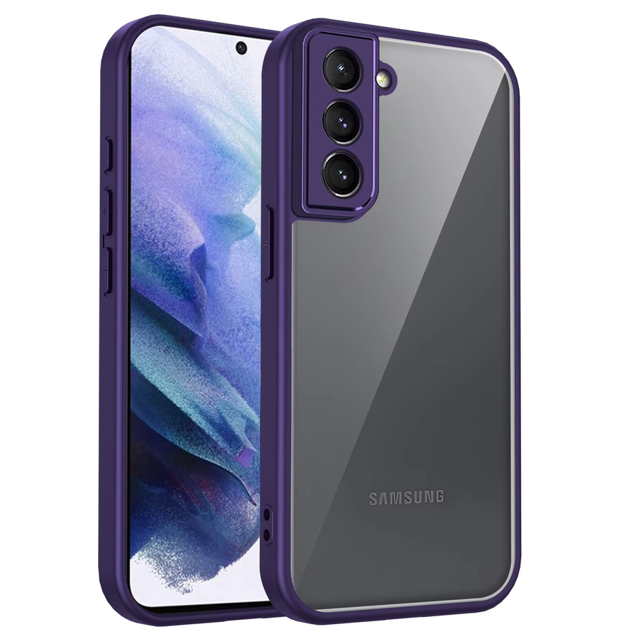 Samsung Galaxy S21 FE Handyhülle aus Silikon mit Luftpolster und harter Rückseite, Transparent Matt, Purple - Bild 2