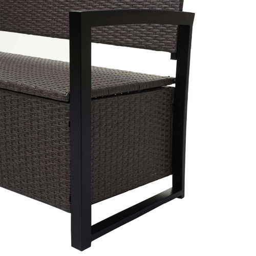 MVG Sitzbank MVG-F39 2-Sitzer mit Sitzkissen aus Stahl und Polyrattan in Schwarz, B/H/T: 117 x 87 x 57 cm - Bild 3