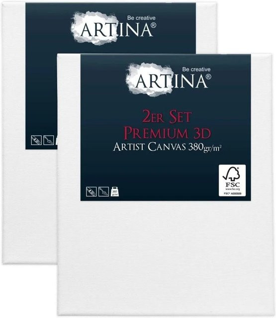 Artina Premium 3D Keilrahmen aus FSC Holz in Weiß, 2er Set, B: 30 cm x H: 40 cm - Bild 1
