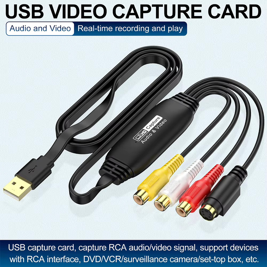 ALLOYSEED USB Video Capture Card RCA zu USB Konverter für VHS, DVD und VCR, Schwarz - Bild 2