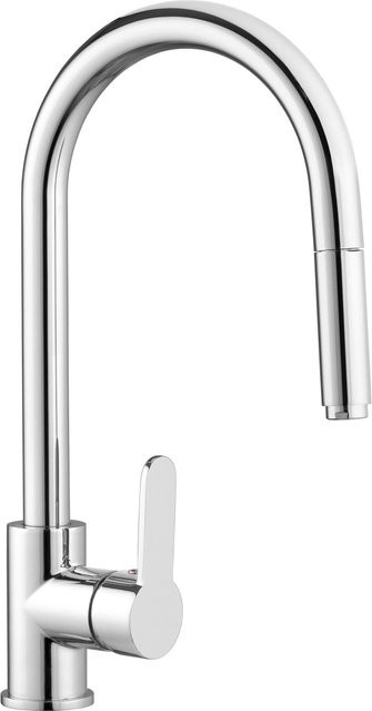 KOLMAN Küchenarmatur Küchenmischer mit ausziehbarem Brausekopf in Silber und Chrom-Finish - Bild 1
