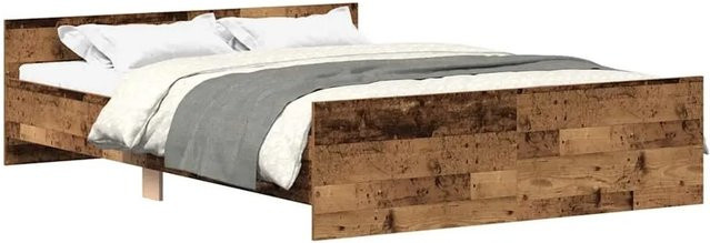 vidaXL Bettgestell in Altholz-Optik aus Kiefernholz und Holzwerkstoff, Farbe: Braun, B/T/H: 140 x 200 x 50 cm - Bild 1