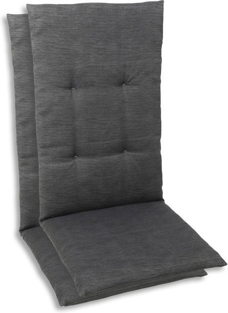 2er Set Sessel-Auflagen von GO-DE Textil in Anthrazit aus Polyester und Baumwolle, B/T: 48 x 48 cm - Bild 1