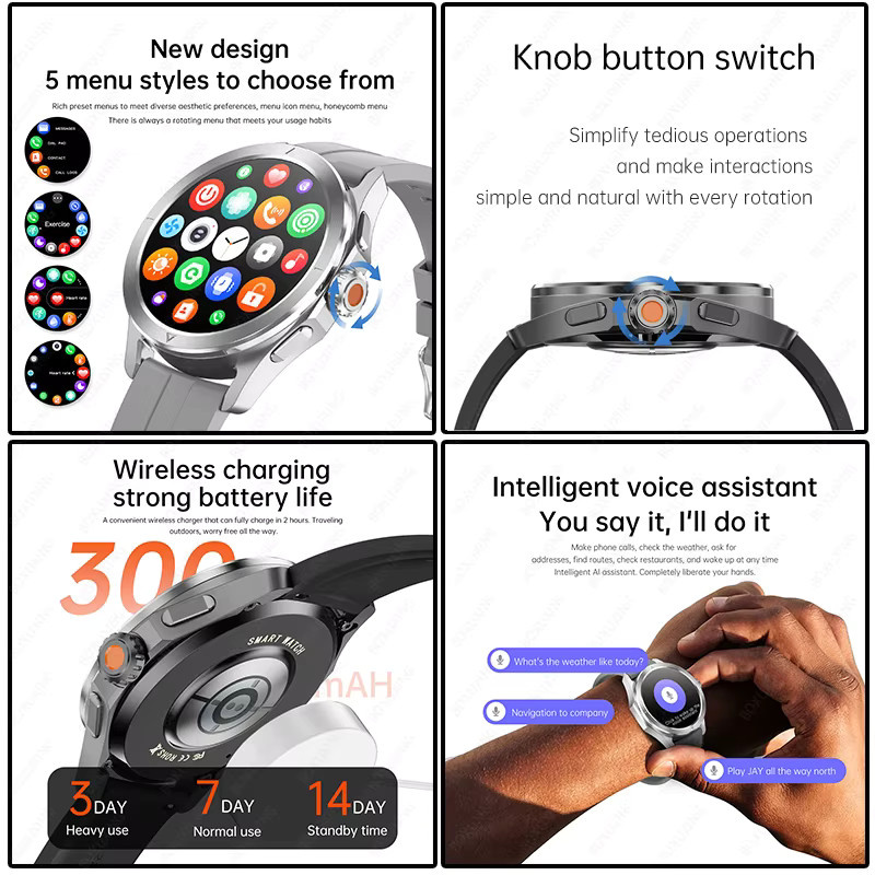 BOXUXING S4 Ultra Smartwatch für Herren in Schwarz mit GPS, NFC, Bluetooth und Herzfrequenzmessung - Bild 5