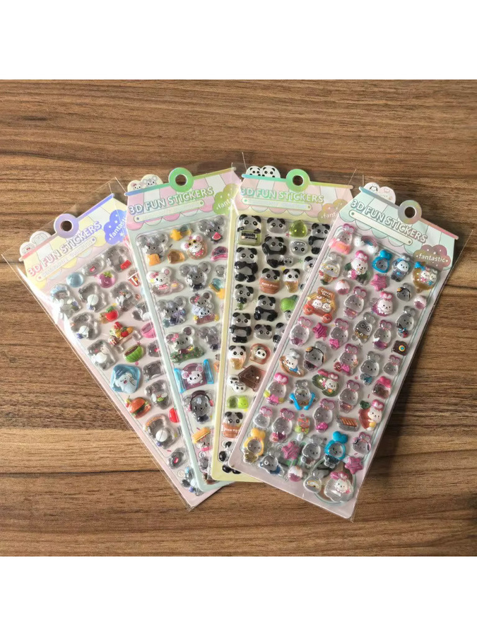 4 Stück 3D-geprägte Kristall-Tieraufkleber von Sticker Story Store in Multicolour für Rucksäcke, Federmäppchen und Planer - Bild 2