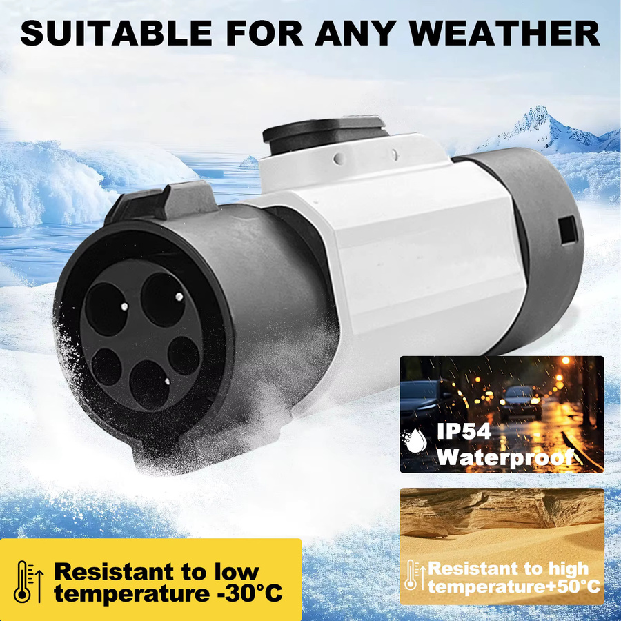 SUSUTOO EV-Ladeadapter SAE J1772 zu IEC62196 Typ1 zu Typ2 32A 1-Phasen 7,2kW Ladekonverter für EU-Standardfahrzeuge in Weiß - Bild 3