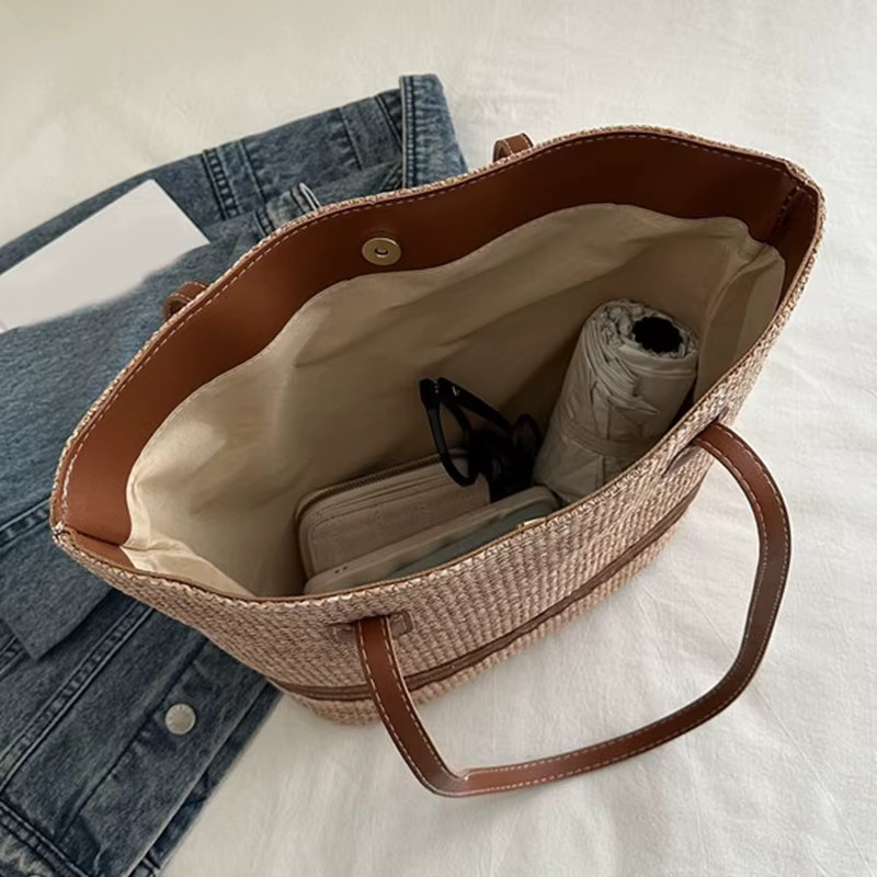 Yogodlns Schultertasche Damen, Stroh, Korbtasche - Bild 5