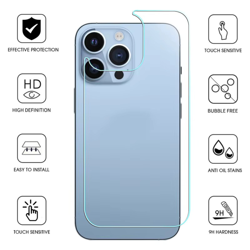 Fudusaidman 3er-Set gehärtetes Glas Rückseiten-Schutzfolie für iPhone 15 Pro Max, 14, 13, 12, 11, transparent - Bild 1