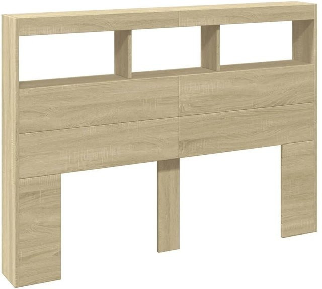 vidaXL LED-Kopfteil mit Ablage und USB-Anschluss in Sonoma-Eiche, B/T/H: 140 x 17 x 102 cm - Bild 1
