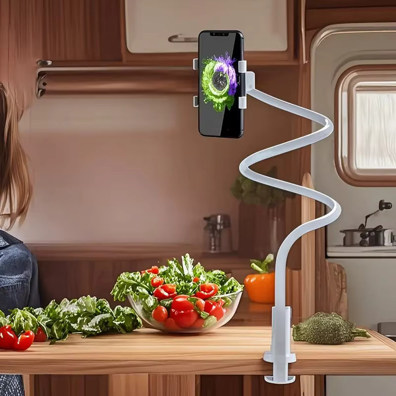 NYFundas Flexibler Schwanenhals-Handyhalter mit Clip-Griff für iPhone, Xiaomi, Samsung und OnePlus in Schwarz - Bild 3