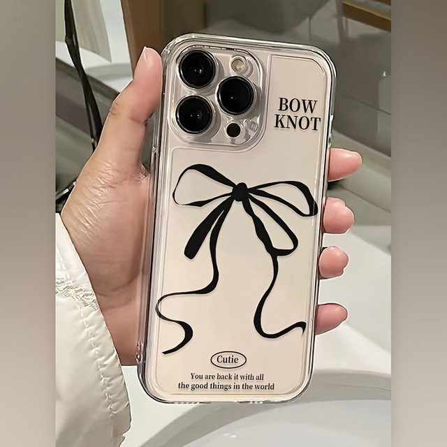 New Space Transparente TPU-Handyhülle mit schwarzem Schleifenmuster für iPhone 11 bis iPhone 17 Pro Max - Bild 1