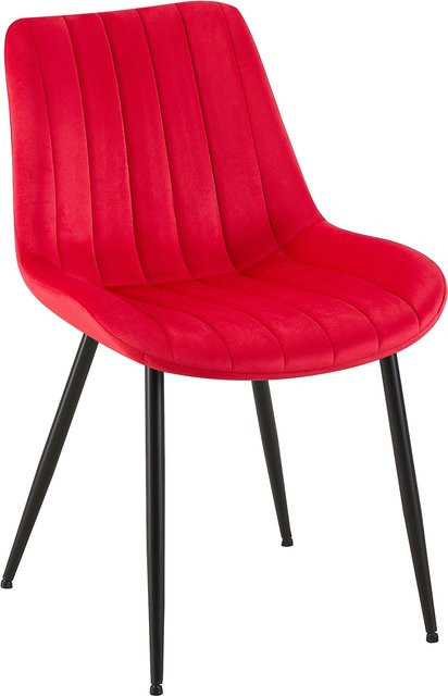 CLP Polsterstuhl Rahden aus Samt mit gestepptem Sitz und schwarzem Metallgestell, Sitzhöhe: 46 cm - Bild 1