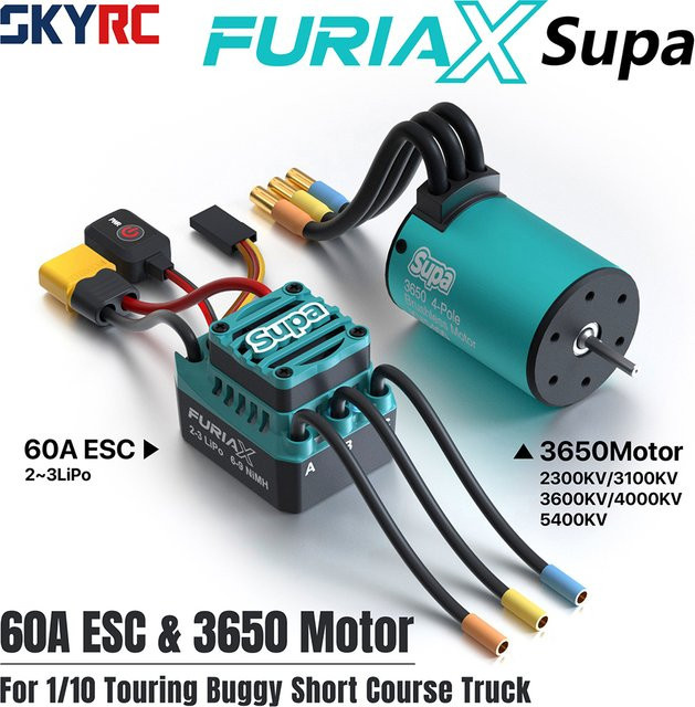 SKYRC FuriaX Supa 3650 Motor ESC Combo, 60A, 2-3S, 3,175 mm, für 1/10 RC Auto - Bild 1