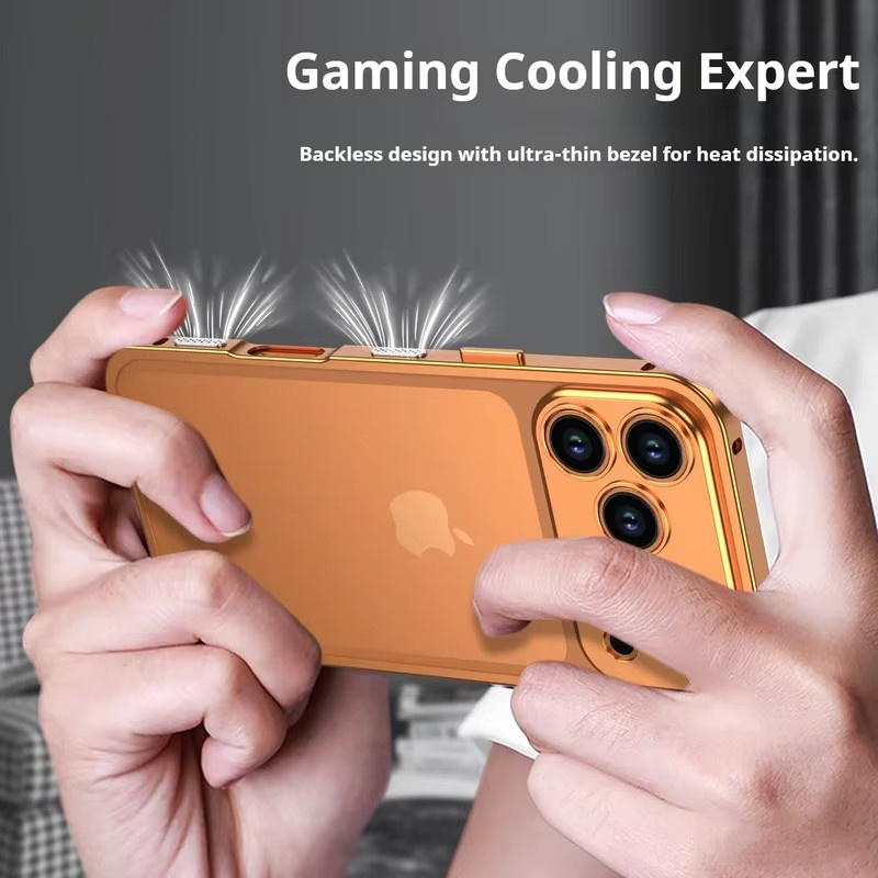 Luxuriöse Handyhülle aus Metalllegierung mit abnehmbarem Linsenschutzrahmen für Apple iPhone 17 Air, iPhone 16 und iPhone 15 Pro Max in Orange - Bild 4