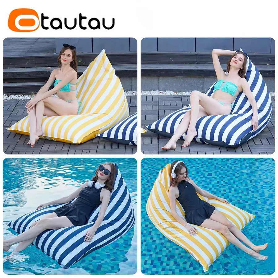 OTAUTAU Outdoor-Schwimmbecken schwimmende Sitzsack-Abdeckung DD201 blau gestreift maritime Design - Bild 3