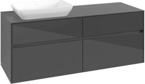 V&B Waschtischunterschrank Collaro in Grau Hochglanz mit Waschbeckenanschluss links, B/T/H: 140 x 54,8 x 50 cm - Bild 1